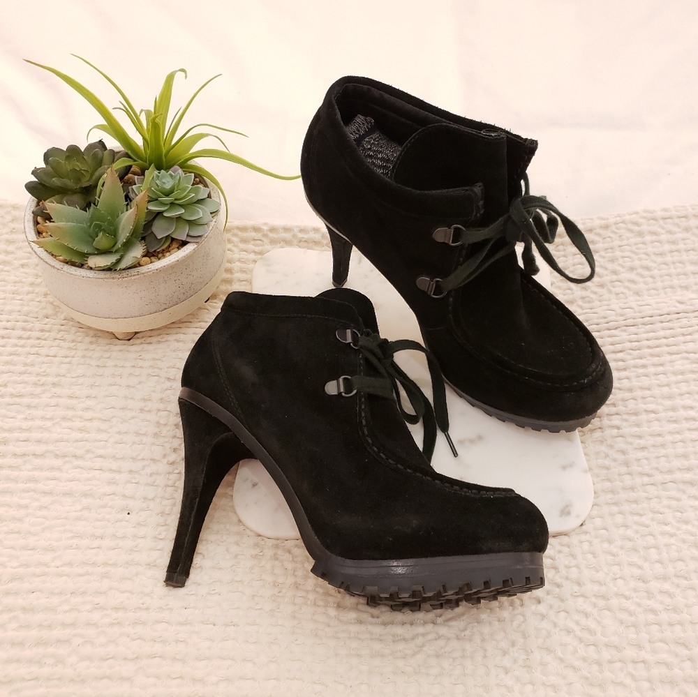 ASH Poppy Suede High-Heeled Lace Up Booties